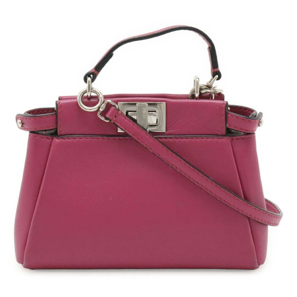FENDI Purple Leather Peekaboo Shoulder Bag